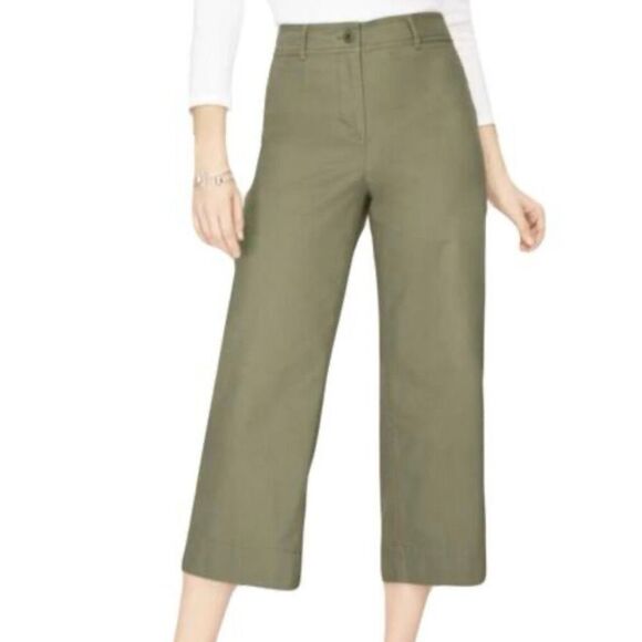 Talbots green high rise wide leg crop chino pants 4 - Picture 1 of 11